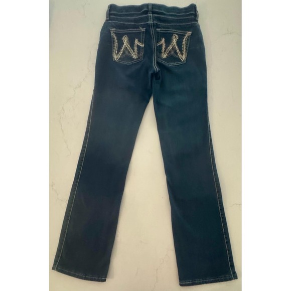Wrangler Denim - Wrangler Q-Baby Bootcut Jeans Womens 1/2 X 32 Blue Dark Wash Stretch Denim